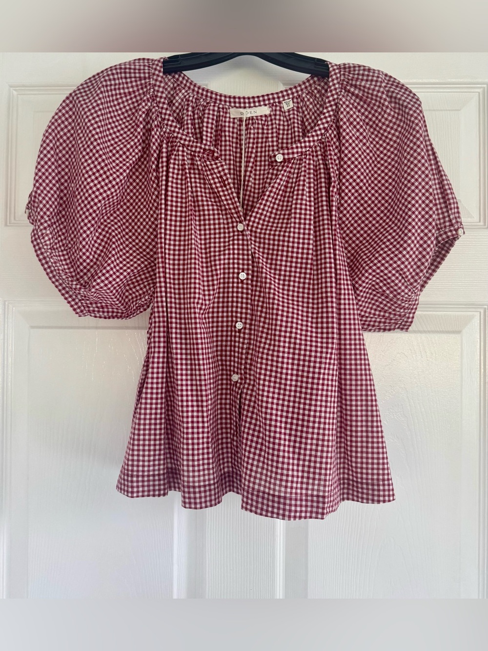 NWT DÔEN June Top Mulberry La Maddalena Gingham XS